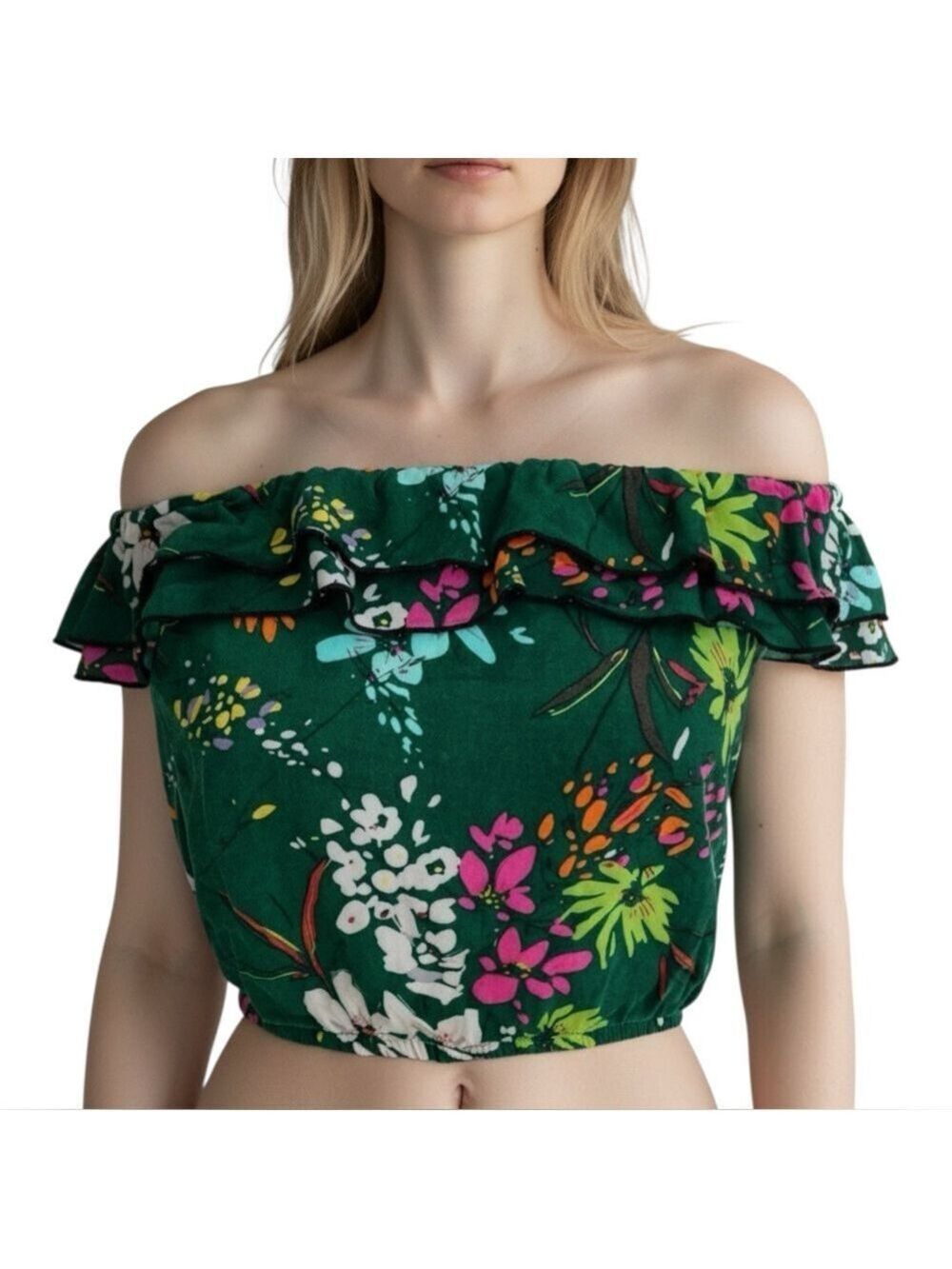 Vintage HeartSoul Floral Ruffle Tube Top Juniors Large / Women’s Small-Medium